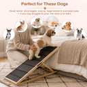 Dog Ramp for Bed, Adjustable Heights 19.3"-27.2" Wooden Pet Ramp