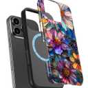 for iPhone 16 Pro Max Case, Wireless Charging Compatible,Dual-Layer Protection with Cute Wildflower Design, Soft Silicone + Hard Shell, Chic Phone Cover for Women - Vibrant Defined Blossoms