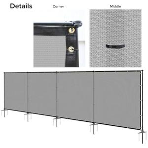 6'x24' Outdoor Privacy Screen FreeStanding, 220GSM Mesh Fencing with Poles Stakes, Privacy Fence Panels for Outside, Temporary Dog Fences for Garden Patio, Gray