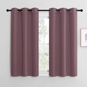 NICETOWN Dry Rose Room Darkening Curtains for Kitchen, Set of 2, 42 inches Wide by 48 inches Long, Window Treatment Thermal Insulated Solid Grommet Room Darkening Curtains/Drapes for Bedroom (42"W x 48"L (Pack of 2))