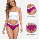 coskefy Women's Underwear Cotton Breathable Hipster Panties Soft Low Rise Bikini Ladies Workout Briefs 5 Pack (L)