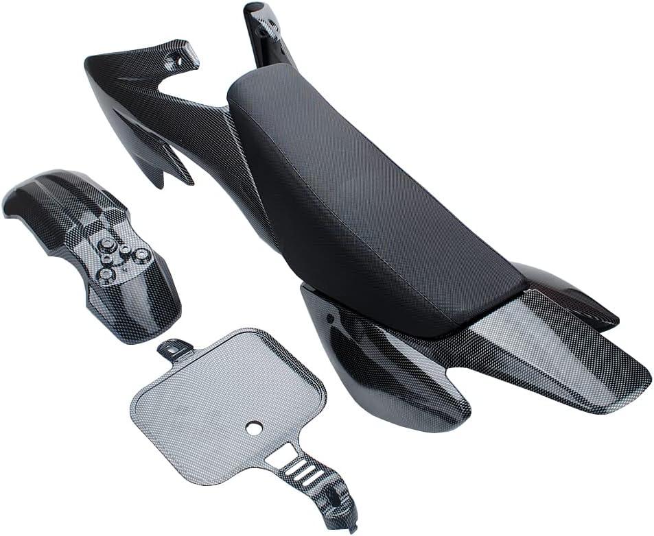 Plastic casing Simulated carbon fiber surface Fairing Body Kits+Tall Foam Seat For CRF50 XR50 Pit Dirt Trail Bike 50-125cc SSR Atomik Thumpstar Kayo Pitster mini motorcycle