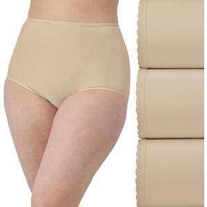 Bali womens Underwear Briefs Pack, 3-pack, Skimp Skamp Brief Panties for Women, Full Coverage, No Show (6, Nude/Nude/Nude)