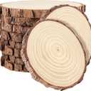 PINGEUI 10 Piece 7-8 Inch Natural Wood Slices With Bark, Unfinished Large Round Discs for Crafts, Wooden Circles Tree Slice