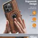 Magnetic for iPhone 17e / 16e Leather Case, Invisible Stand [Compatible with Magsafe] Slim Kickstand Phone Cove (Brown)