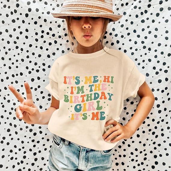 Birthday Girl Shirt Its Me Hi Im The Birthday Girl Its Me Kids Birthday Party Tshirt Girls Bday Outfits Tops, Size 140