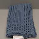 AMOAMI Waffle Bath-Mat, Absorbent Bath Mats for Bathroom Non Slip, Machine Washable Bathroom Rugs with Tassels Ultra Soft Boho Bath Rugs for Floor 17"x24" Blue