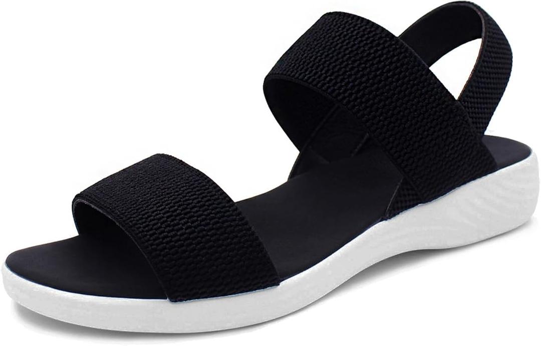 SM New York Women's Low Wedge Sandals Comfortable Arch Support Platform Open toe Casual Dressy Flat Summer Sandals with Adjustable Straps 9.5