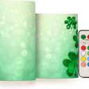 YETTASBIN St. Patrick's Day Clover Flameless Candles with Remote Control and Timer, Adjustable Brightness Long Lasting Battery Operated LED Pillar Candles for Indoor Outdoor Party Home Decor, 2 Pack