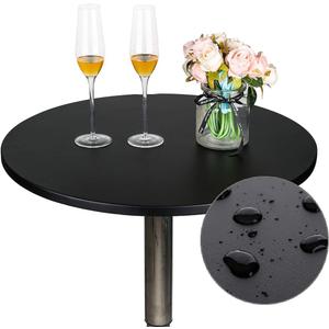 JISEN Cocktail Waterproof Round Table Topper Cap Polyester Fitted Stretchable Tablecloth Cover 28 Inch D-Black