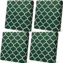 4 Pcs Waterproof Outdoor Cushion Covers for Patio Furniture Stretch Outdoor Couch Cushion Covers Replacement Moroccan Pattern Chair Seat Sofa Slipcovers Soft Flexibility Protector(Dark Green)