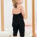 Backless Strap Slouch Jumpsuit for Toddler Girls Cute Harem Halter Romper Pants with Pockets (4-5 T, Black)