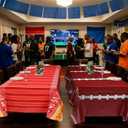 Oudain 2 Pack Football Party Decorations Disposable Football Tablecloth Red and Gold Plastic Touchdown Table Cover Red and Gold Decoration Runner for Birthday Game Day Party Games Decor 54 x 108 Inch