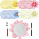 48 Pcs Flower Shaped Disposable Paper Place Mats 13 x 13 inches Floral Table Place mats Decorative for Dining Table Setting Birthday Party Supplies Wedding Bridal Shower Spring Summer Decor