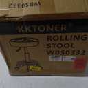 KKTONER Round Rolling Stool Chair PU Leather Height Adjustable Swivel Drafting Work SPA Shop Medical Salon Stools with Wheels Office Chair Small (White)