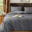 SONORO KATE 100% Egyptian Cotton Duvet Cover Queen Size, 1000 Thread Count Sateen Duvet Cover, Soft, Breathable Cotton Comforter Cover with Hidden Zipper Closure - 3 PC (Dark Grey,Queen)