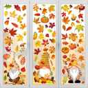 2 x Fall Gnome Window Clings, 93Pcs Thanksgiving Gnome Clings Fall Leaves Window Decals Stickers for Glass Windows for Thanksgiving Autumn Home Party Windows Decorations