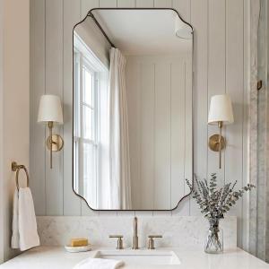 MIRRORART 24x40’’ Brushed Champagne Bronze Bathroom Mirrors for Wall