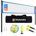 Portable Outdoor Volleyball Net Set for Backyard Beach with Adjustable Poles, Soft PU Volleyball & Pump, Carry Bag and Durable Anti-Sagging Net