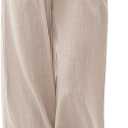 LILLUSORY Women's Linen Summer Palazzo Pants Flowy Wide Leg Beach Pants with Pockets (Large, Apricot)