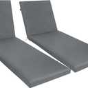 Only choice Set of 2 Outdoor Chaise Lounge Cushion, 75 x 24 in Lounge Chair Cushion Water Resistant Fabric for Lawn, Pool, Replacement Seat Cushion for Patio (Gray)