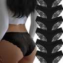 Sexy Cheeky Womens Underwear Comfortable Seamless Panties Luxurious Lace Bikini Briefs (Large, Black)