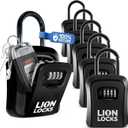 Lion Locks Lock Box for Keys, 6 Pack Black - Secure Key Safe Solution with Combination Lock for Homes, Real Estate, Businesses, Gyms, Schools