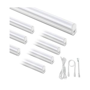 (8 Pack) Upgraded 4FT T5 LED Integrated Fixture, 6500K,20W,2300LM(Super Bright White) Linkable LED Shop Light,Garage Ceiling and Cabinet Light,Strip Light,Corded Electric with ON/Off Switch