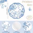 Kochorie 100 Pieces Blue Flower Paper Plates 7 Inches Disposable Floral Paper Plates Scalloped Blue Chinoiserie Vintage Flower Dessert Plate for Wedding Birthday Holiday Party Decor Supplies