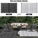 Smiry Outdoor Rug 8x10 ft, Waterproof Reversible Plastic Straw Rugs, Boho Outdoor Area Rug, Outside Floor Mat for Patio, Backyard, Deck, Picnic, Beach, Camping, Black