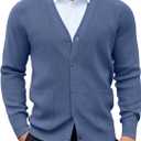COOFANDY Men's Cardigan Sweaters with Button Lightweight Casual V Neck Long Sleeve Pockets Knitted Sweater 2XL