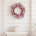 12 Inch Valentines Day Wreath, Pink Red White Farmhouse Style | Artificial Front Door Decor with Wooden Hearts & Berries, for Indoor/Outdoor Anniversary, Wedding & Seasonal Decorations