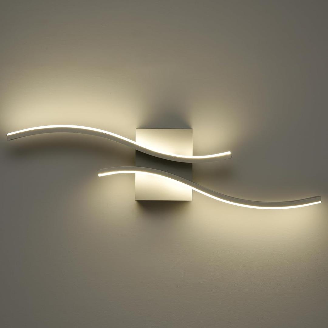 Modern LED Sconce Wall Lighting Indoor 24" Minimalist Industrial White Wall Sconce Cordless Wall Light for Small Space Bathroom Hallway Staircase Entryway