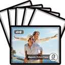 Magnetic Sticky Frames 4X6 with No-Residue Adhesive Backs,Work For Smooth Surface-Windows/Door/Glass/Ceramic,Black Dots Decoration Border,Photo Paper Easy Changable(6 Pack)