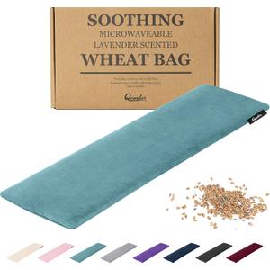 Qomfor Microwave Heating Pad - Large Microwavable Wheat Bag Heat Pack for Neck and Shoulders, Pain Relief, Back Pain, Arthritis, Period Cramps - Reusable Lavender Heating Pad (Green Blue)