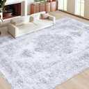 XLUEZ Area Rug 9x12 Living Room Rug, Machine Washable Vintage Distressed Medallion Rug Non-Slip Soft Low Pile Large Indoor Rugs for Bedroom Kitchen Dining Room Office(LightGrey,9'x12')
