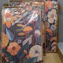 Vintage Burnt Orange Floral Framed Canvas Wall Art Set of 3, Boho Black and White Flower Artwork, Mid Century Modern Plant Wall Decor, Colorful Neutral Botanical Art Prints for Bedroom Living Room Office 16"x24"