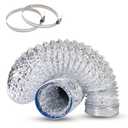 Dryer Vent Hose 4 Inch x 3FT - Flexible Aluminum Dryer Hose with 2 Clamps - Heavy-Duty 6-Layer Dryer Vent Hose for Tight Spaces, HVAC, Bathroom, and Kitchen Exhaust Ventilation