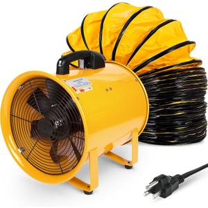 neverest 12-Inch Industrial Blower Fan, High-Powered 2400 CFM Portable Blower/Exhaust Fan with 32ft Flexible Hose, 7ft Cable/Plug, Heavy-Duty Exhaust Fan for Construction, Workshops