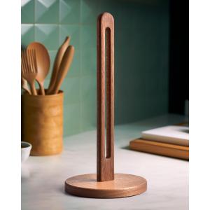 KitchLife Acacia Wooden Paper Towel Holder Countertop, Fits Jumbo Rolls, Freestanding Dark Wood Paper Towel Stand Upgraded Dispenser Organizer with Non-Slip Base