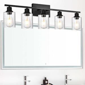 Wall Vanity Light Fixture 3 Light Black Wall Sconce Industrial Vintage with Clear Seeded Glass, Modern Bathroom Lighting Hallway Light Fixture Sconces Wall Lamp for Kitchen Bedroom