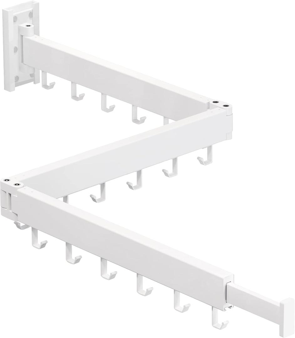 Clothes Drying Rack Wall Mounted, Drying Rack Clothing, Laundry Drying Rack Wall Mount, Collapsible Drying Racks for Laundry, Retractable, Foldable, Clothes Hanger Rack, Clothes Dryer Rack, White Color