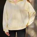 KFUBUO Women's Oversized Sweatshirt V Neck Long Sleeve Pullover Hoodie 2025 Fall Fashion Sweatshirts (Yellow, L)