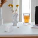 Modern Clear Coaster Set of 5- Glass Coasters for Drinks Crystal Coasters Round Cup Mat Coffee Table Decor for Office, Kitchen, Bar, Dining Room, Living Room, Patio (Clear)