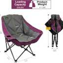 Northroad Oversized Foldable Camping Chair, Outdoor Padded Lawn Chair w/Cup Holder,Carry Bag for Beach, Hiking, and Picnics,Heavy-Duty 300-lbs Capacity, Purple