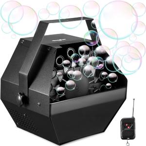 Theefun Bubble Machine: Remote Control 750ML Metal Bubble Blower Machine with High Output, Plug-in Automatic Bubble Maker Bubble Toys for Parties Wedding Birthday Indoor Outdoor Use with AC Adapter