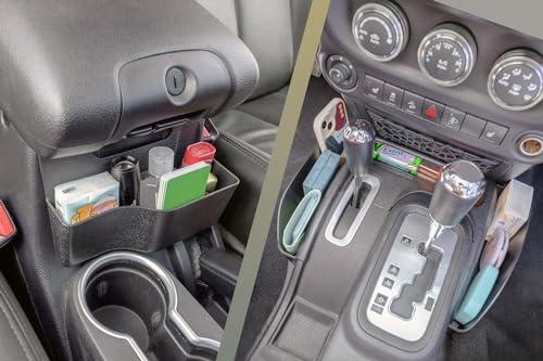 PIMCAR 2PCS Tray Compatible with 2011-2018 Jeep Wrangler JK/JKU Gear Shift Side Organizer and Center Console Hanging Storage Box, Unlimited Sahara Rubicon Sport Willy Interior Accessories