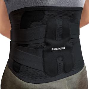 Lower Back Brace for Women Men, Adjustable Lumbar Support with Ergonomic Metal Stays for Work,Lifting,Drive,Fitness, Breathable Fabric Support Belt with 3D Pad, Black,Size XL,Waist 45"-52"
