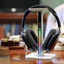2 x Headphone Stand, Headset Stand, LED Multi-Color Light, 2 in 1, Headset Holder, Gaming Accessories, Tabletop Setup (White)