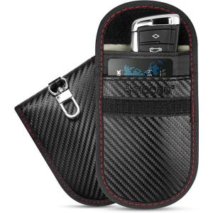 TICONN 2PK Faraday Bag for Key Fob, 3.5''X5.0'' Faraday Cage Protector, Car RFID Signal Blocking, Anti-Theft Pouch Anti-Hacking Case Blocker (Carbon Fiber) (Medium, Black)